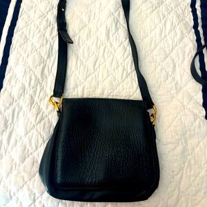 Field Manor vintage black leather crossbody bag